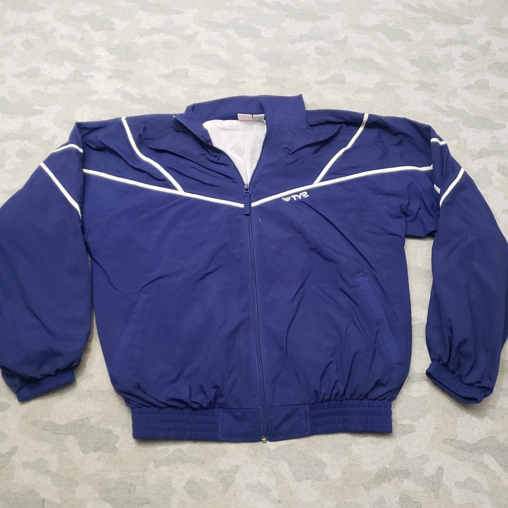 Vintage TYR Jacket Mens Medium Blue Full Zip Windbreaker Lined
